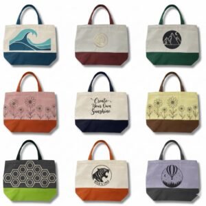 Custom branded bottom gusset canvas bag made in Vietnam