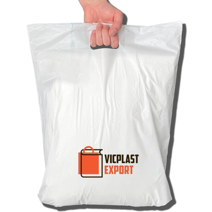 Durable punch handle plastic bags for retail packaging