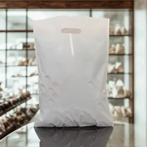 Durable punch handle plastic bags for retail packaging