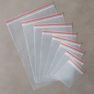 Clear ziplock food storage bags for kitchen use