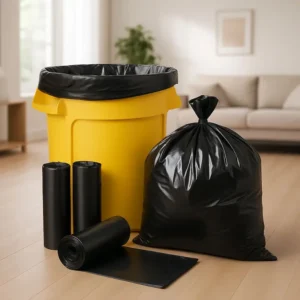 Flat garbage bags on roll – durable HDPE/LDPE trash bags with flat bottom seal, ideal for household and commercial waste disposal