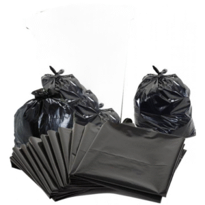 Heavy-duty black trash bags for kitchen and industrial use